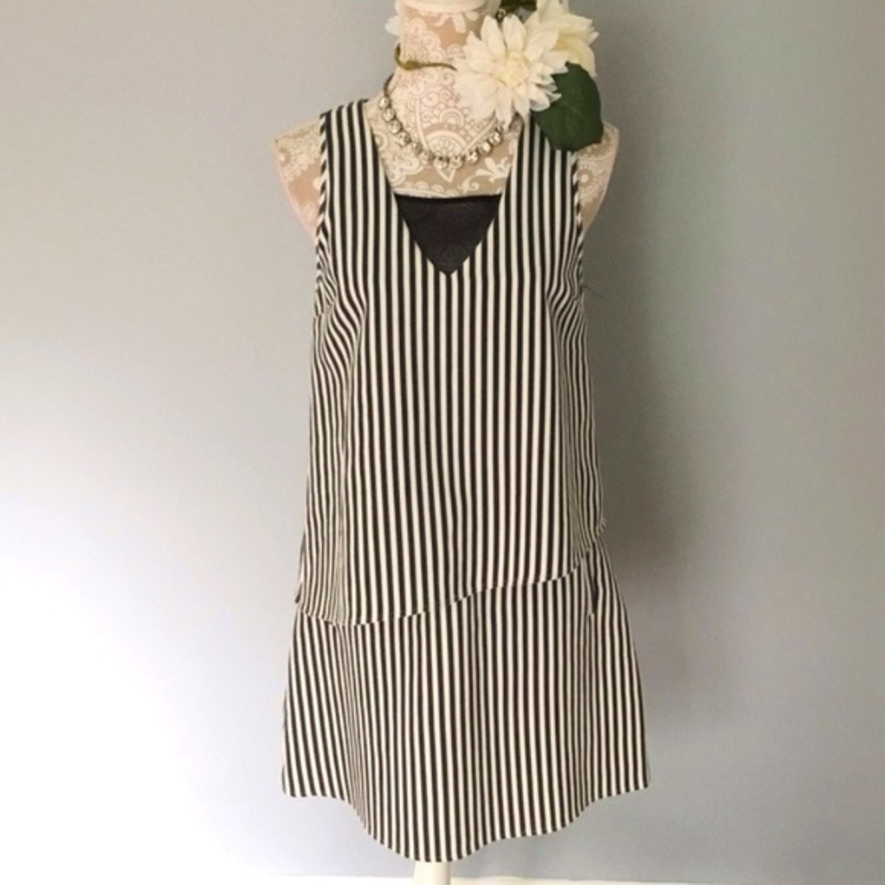 The Letter // Black, White Striped Layered Dress S dr1